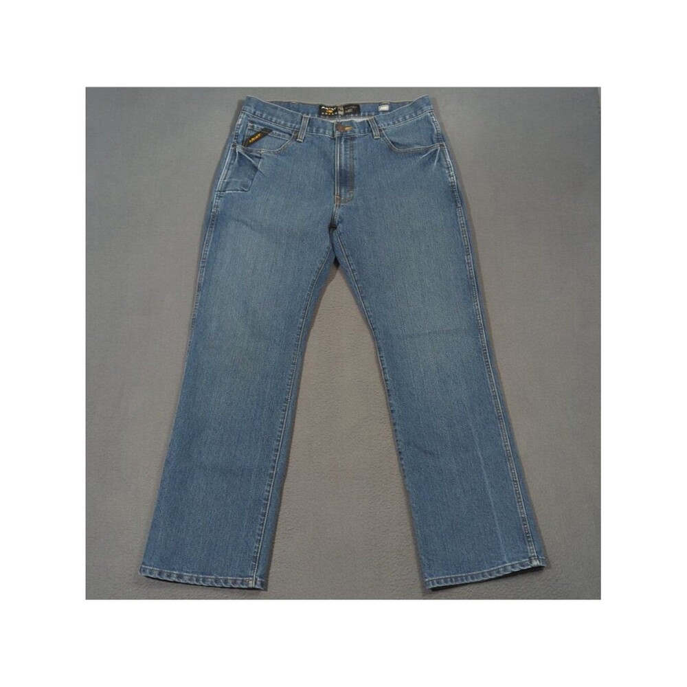 Ariat Jeans Men's 34x32 Blue Rebar M4 Relaxed DuraStretch Basic Boot Cut Western